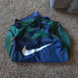 Vintage 90s NIKE duffle bag / green blue colorway / Orange stripe tag